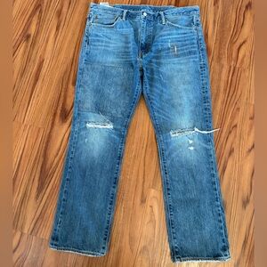 Levi's Distressed 511 Blue Straight Jeans red R Tag 40x30 Urban Outfitters